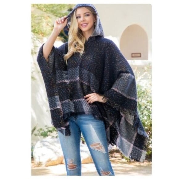 ❌SOLD✨HP ✨PLAID HOODED RUANA PONCHO-ONE SIZE-NEW- - Picture 6 of 7